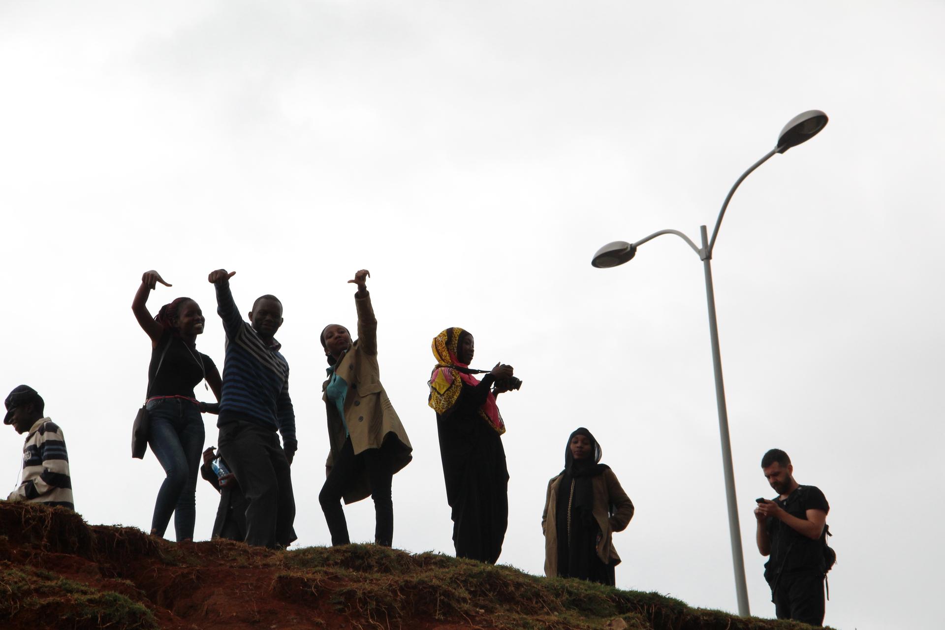 The Habari Kibra student journalists on a recent photography field trip in their community, Kibera.