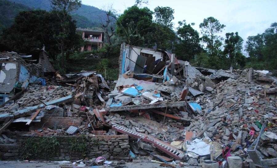 Destroyed homes in Nepal.