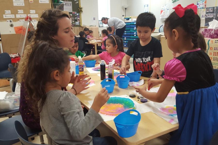 Working on an art project at Pre-K San Antonio's South Center.