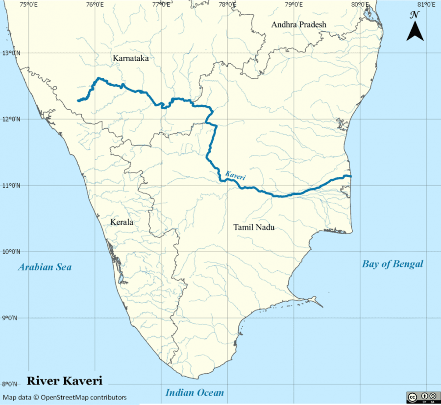 Cauvery river map India