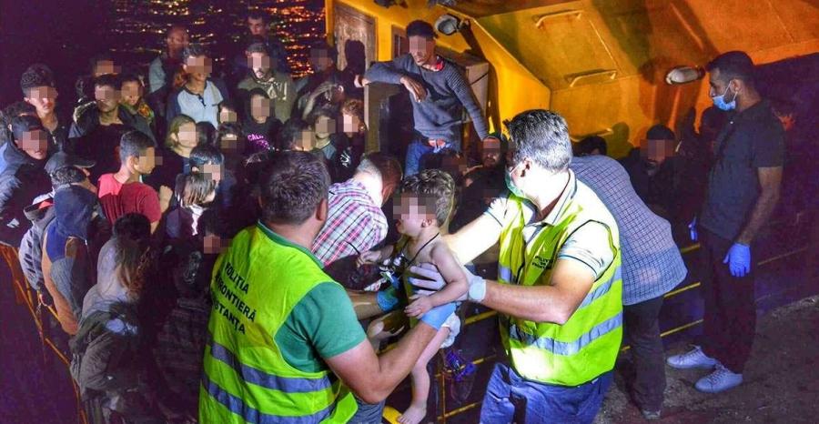 Romanian border police assist migrants rescued on the Black Sea, Sept. 13, 2017.
