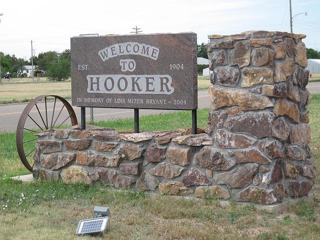 Welcome to Hooker, Oklahoma sign.