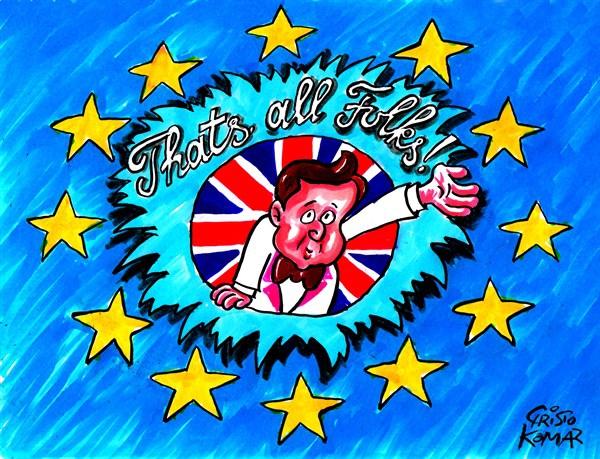 Cartoon using Looney Tunes 'That's all folks' to describe how David Cameron will step down as British PM