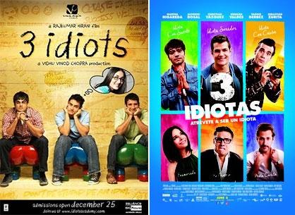 Film posters for 3 Idiots and 3 Idiotas