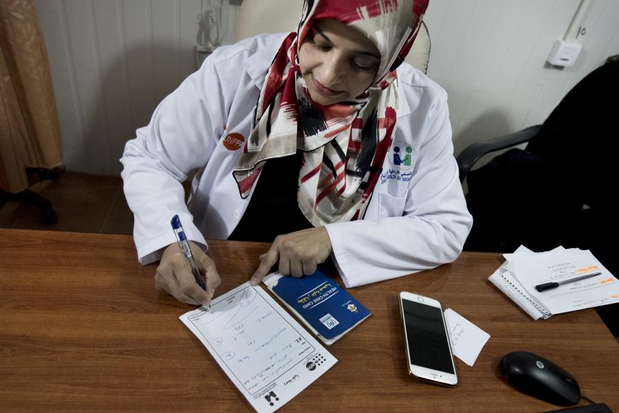 Dr. Rima Diab at the maternity clinic in Zaatari refugee camp.