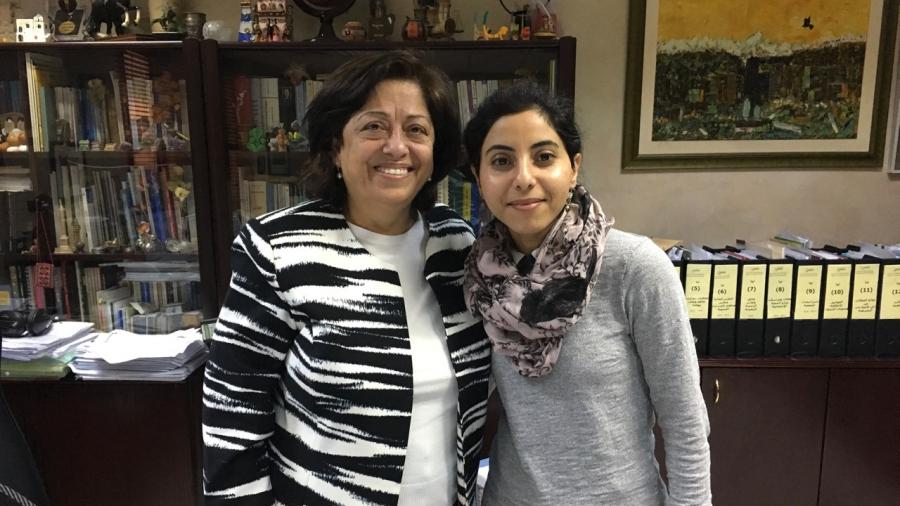 Jordanian lawyer and human rights activist Asma Khader, left, with The World's Shirin Jaafari