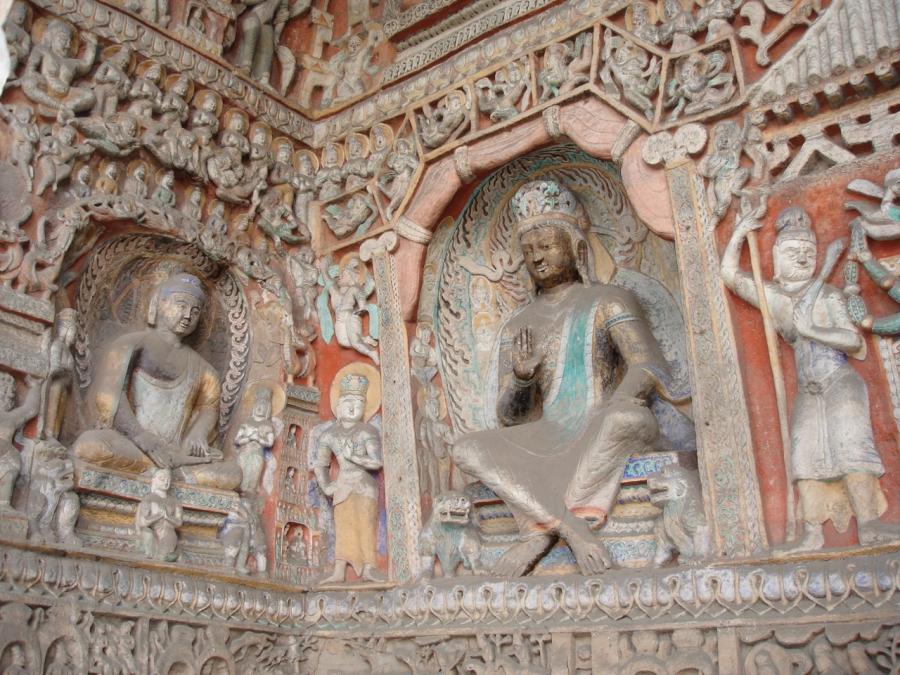 Buddhist carving, Datong caves, in Shanxi province, China