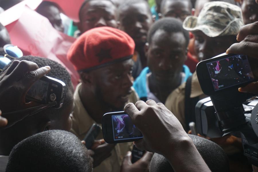Jefferson launched a digital news outlet in Liberia called the Bush Chicken. Here is a photo he took while on assignment, covering a student protest against proposed tuition hikes at the University of Liberia.