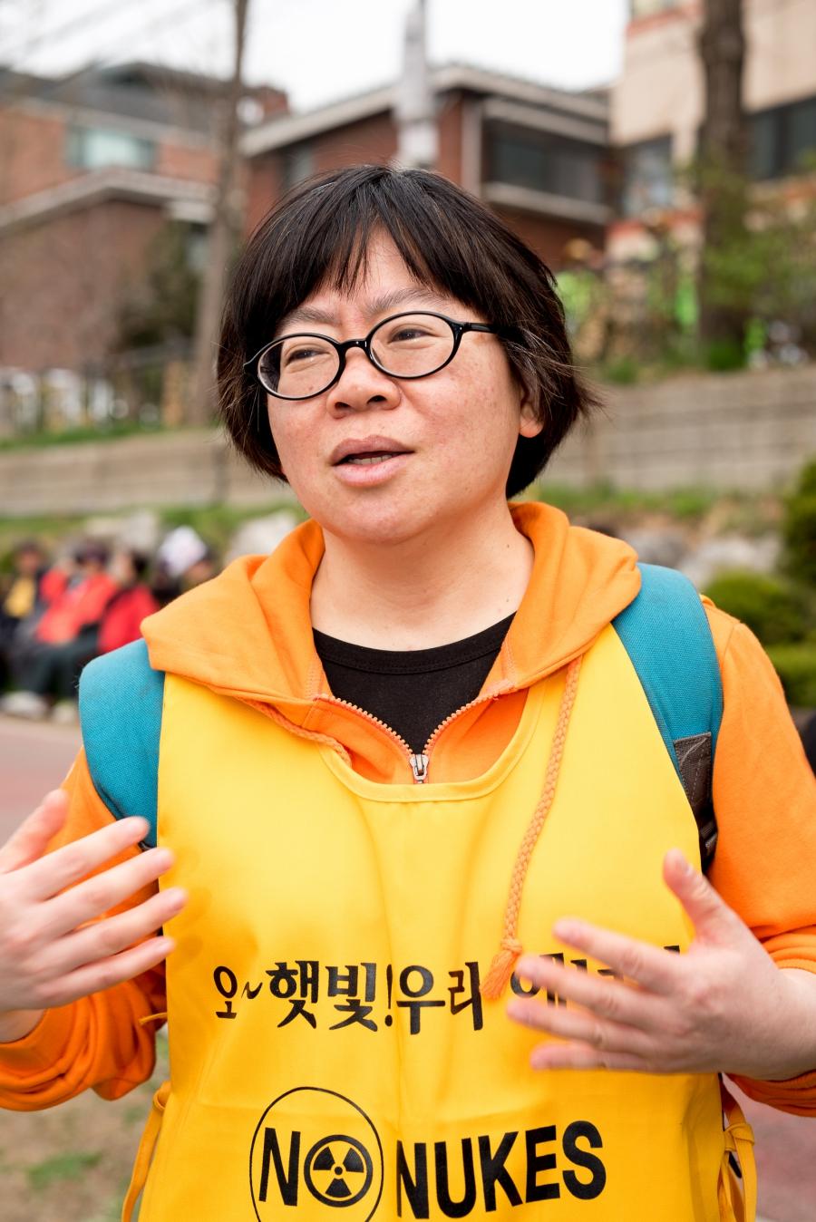 Kim Hyun-choo, who also goes by her Christian name of Maria, says the anti-nuclear campaign wants the South Korean government to stop building new nuclear plants, and close the outdated ones.  