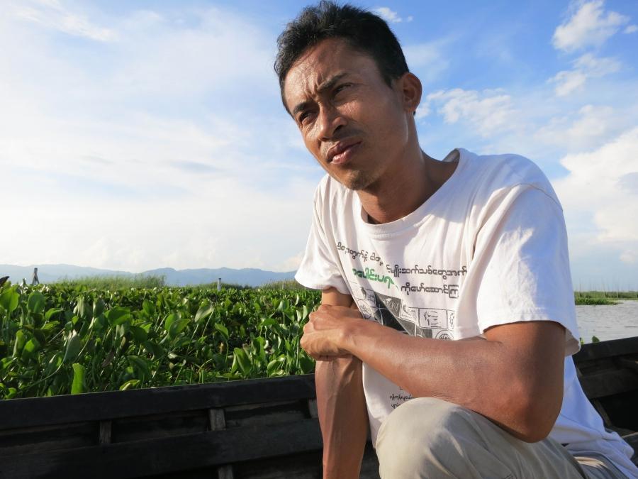 34-year-old activist Kyaw Soe works with local youth, farmers and others to address threats to Inle Lake's health.