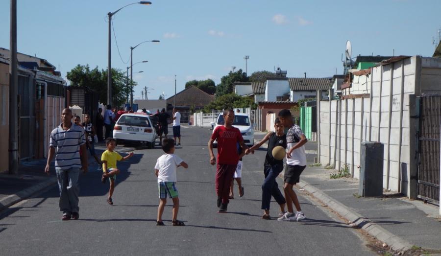 Playing soccer in Elsie's River, one of the Cape Flats communities outside Cape Town, in South Africa