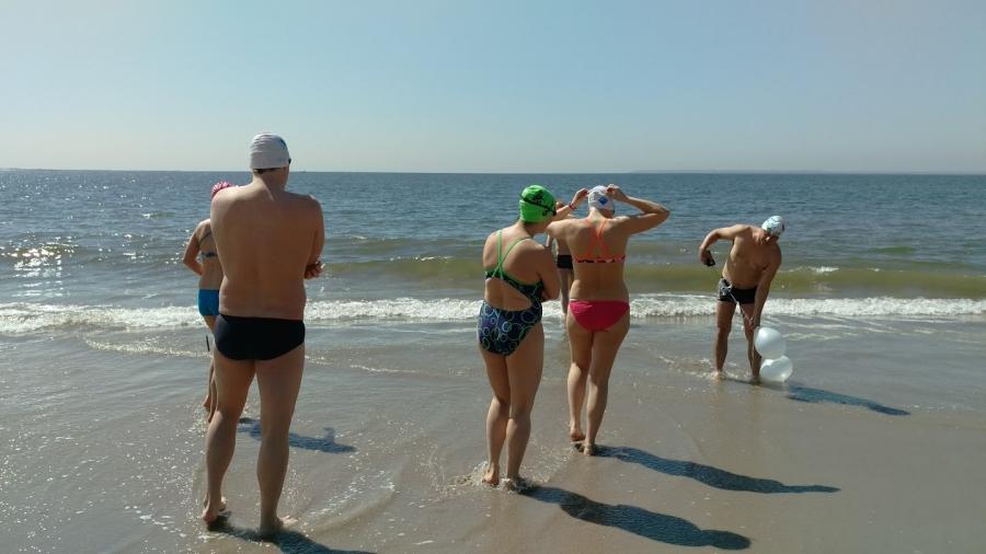 Taking the plunge off of Brighton Beach when the water is 48 degrees.