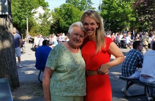 Researcher Bobbi Thomason and her grandmother, Helen Meisl, at the 2015 Gottscheer Volkfest in New York.