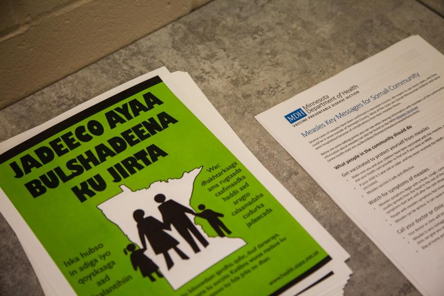 Fliers about vaccination, close-up shot