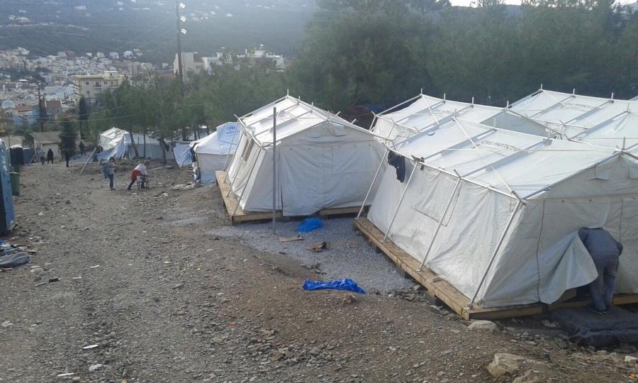 The shelter in Samos, Greece, where migrants have to await the authorities' decision of what to do with them next.