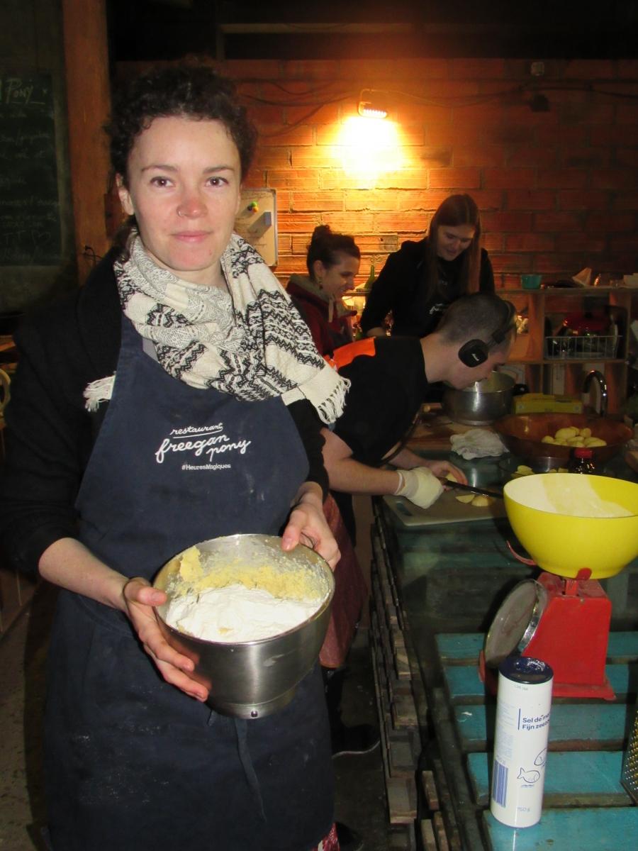 Freegan Pony pastry chef Frances Leech shows off shortbread cookies, in process.