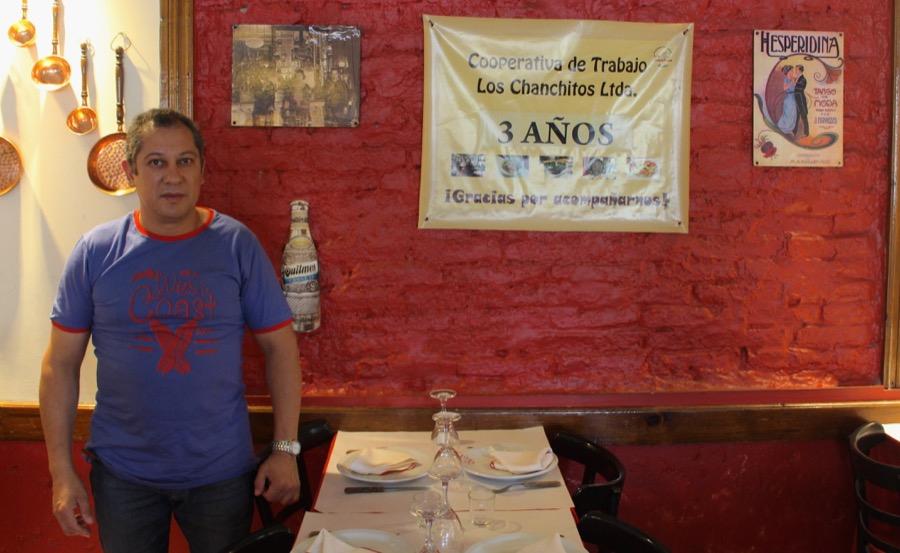 José Pereyra, one of the employees who took over the Argentine restaurant, Los Chanchitos.