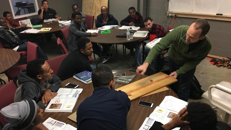The Lantern Project in Clarkston, Georgia helps train refugees - mostly men, but a few women too - in the construction trades. 