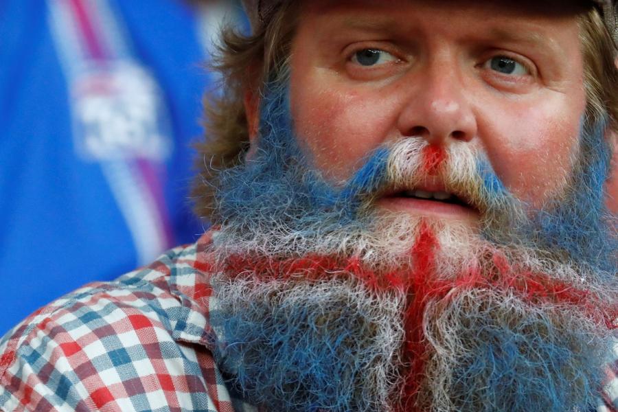 An Iceland fan before the game. 