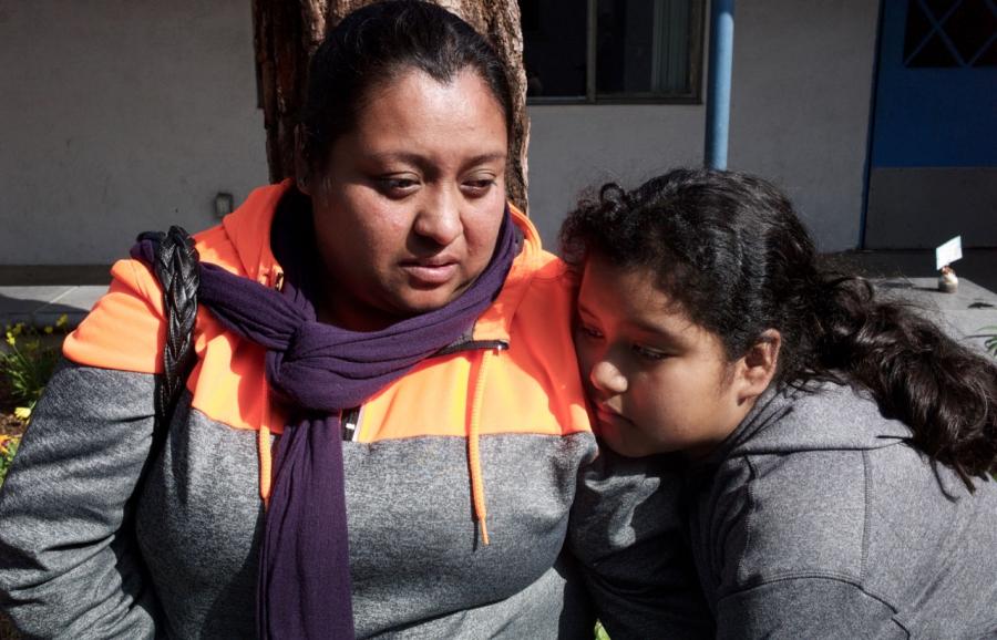 Beatriz Orduña Abarca with her 9-year-old daughter, Lindsay González, a US citizen. Abarca's husband was detained by US immigration officials last week. Now, Abarca and her daughter are unsure how they will get by without him, and whether they should seek