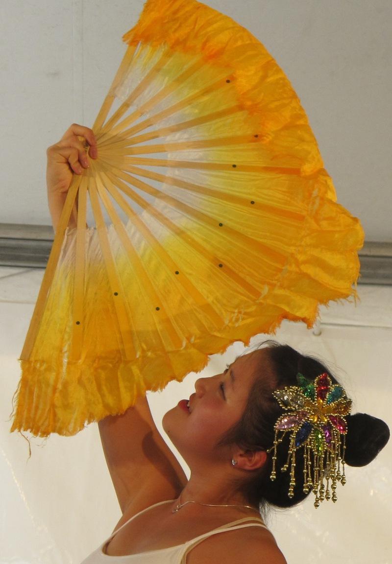 Maya Ludtke practicing Chinese fan dancing 