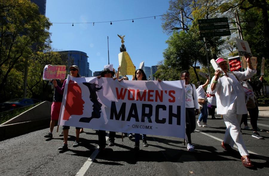 Women in Mexico City join the Women's March in solidarity with the March on Washington, January 21, 2017.