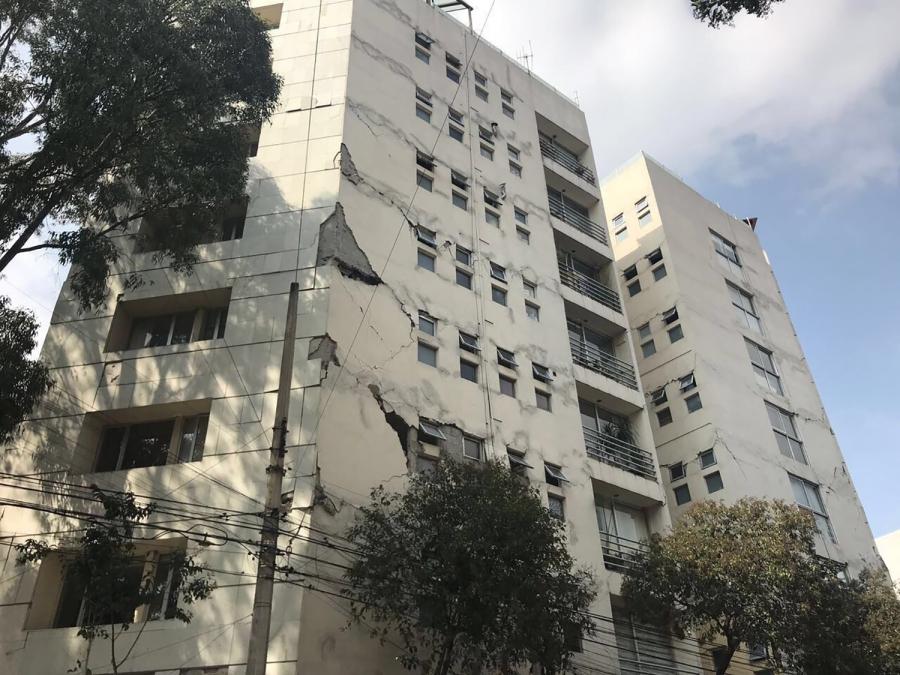 Chunks of walling fell off Tania Miranda's building in the Roma neighborhood of Mexico City.