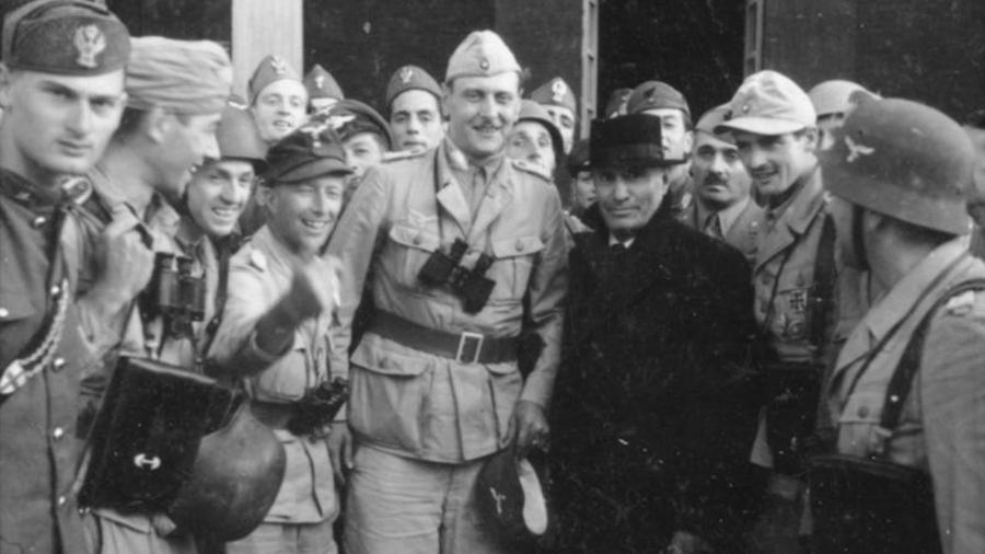 Otto Skorzeny after freeing Mussolini (in black) – 12th September, 1943 