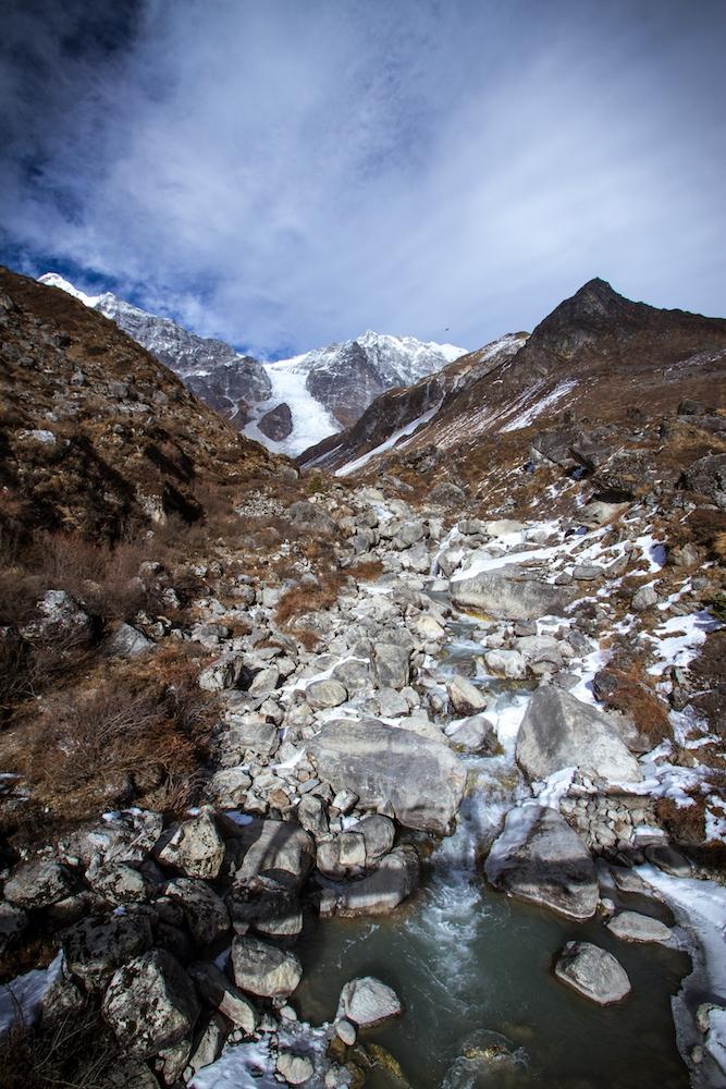 Langtang valley, north of Kathmandu, Nepal. Glaciers there have been receding.