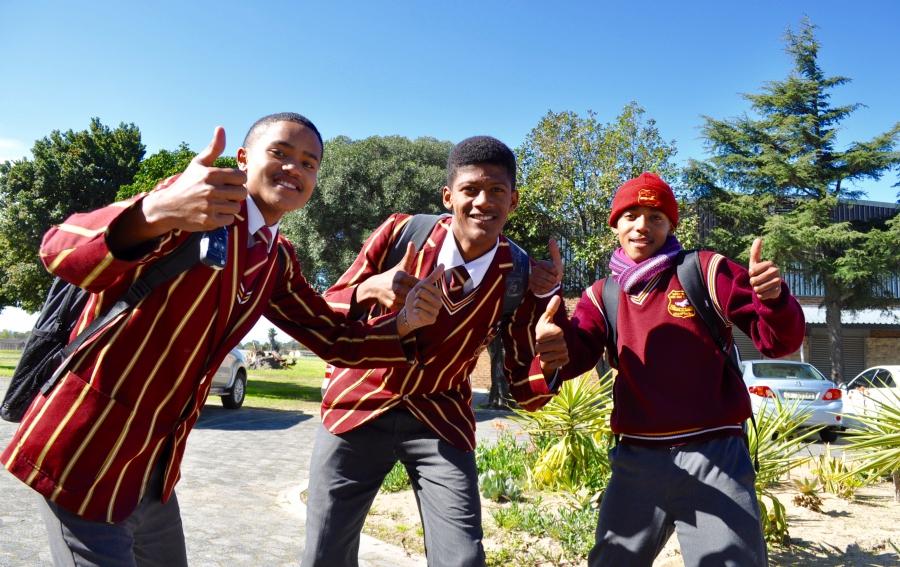 High school students in Wayde's home suburb of Kraaifontein in Cape Town.They were celebrating his win after a special victory assembly at Scottsville High School in Kraaifontein.