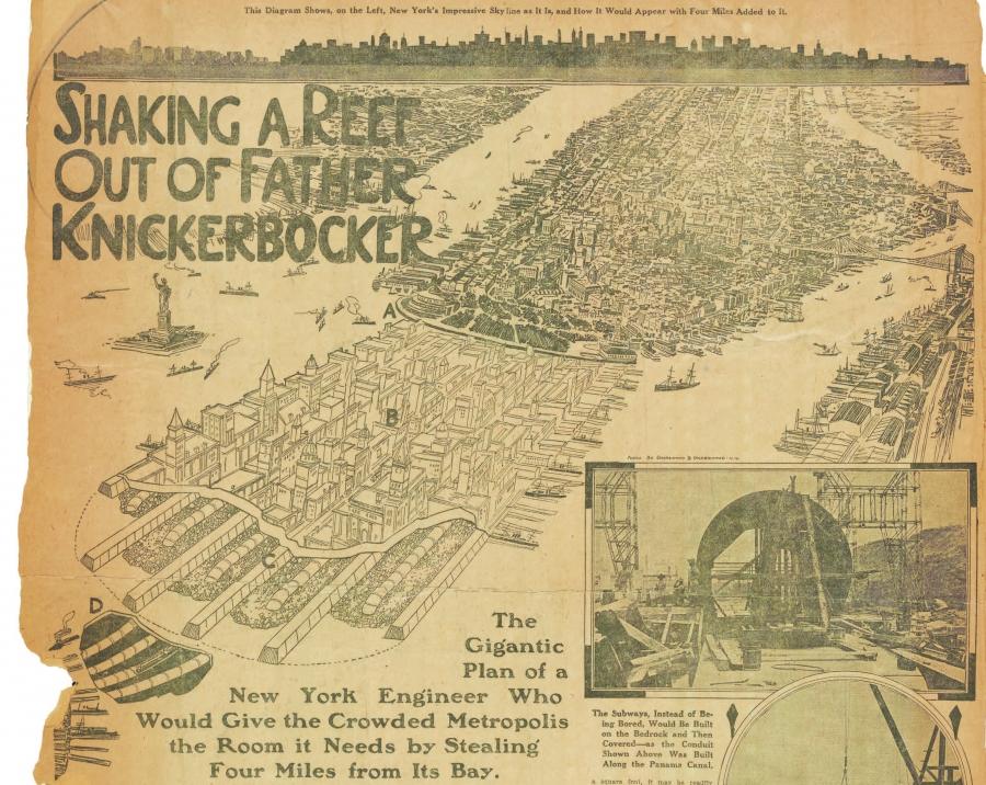 A plan to extend the island of Manhattan