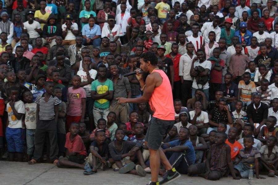 Pierce Freelon performing in Goma, Democratic Republic of Congo.