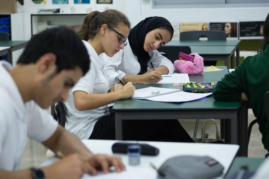 Students at a private school in Dubai.