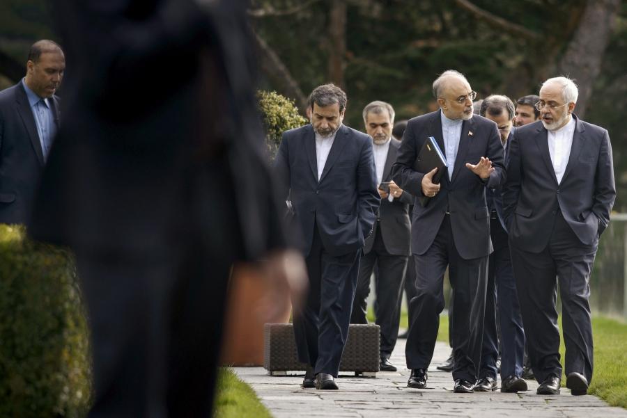 Iranian Deputy Foreign Minister Abbas Araghchi (second from the left) with Iranian Foreign Minister Javad Zarif