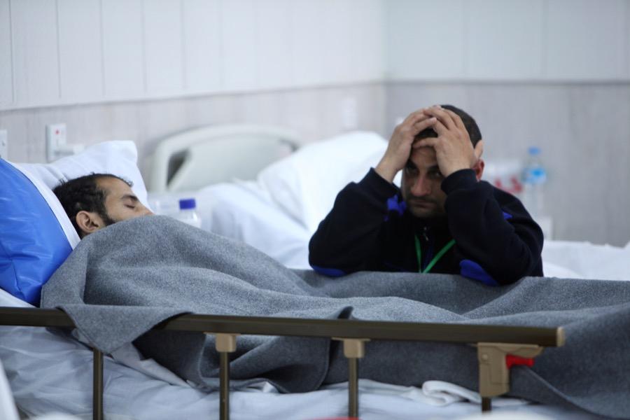 A man wounded in Mosul who is receiving treatment at a hospital in Erbil, Iraq on March 16.