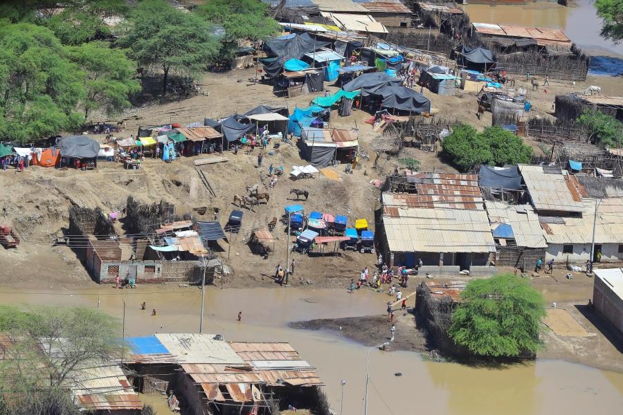 Aerial view of Piura floods 2017