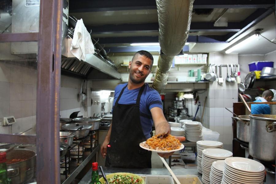 A Palestinian cook at Azura in Jerusalem.