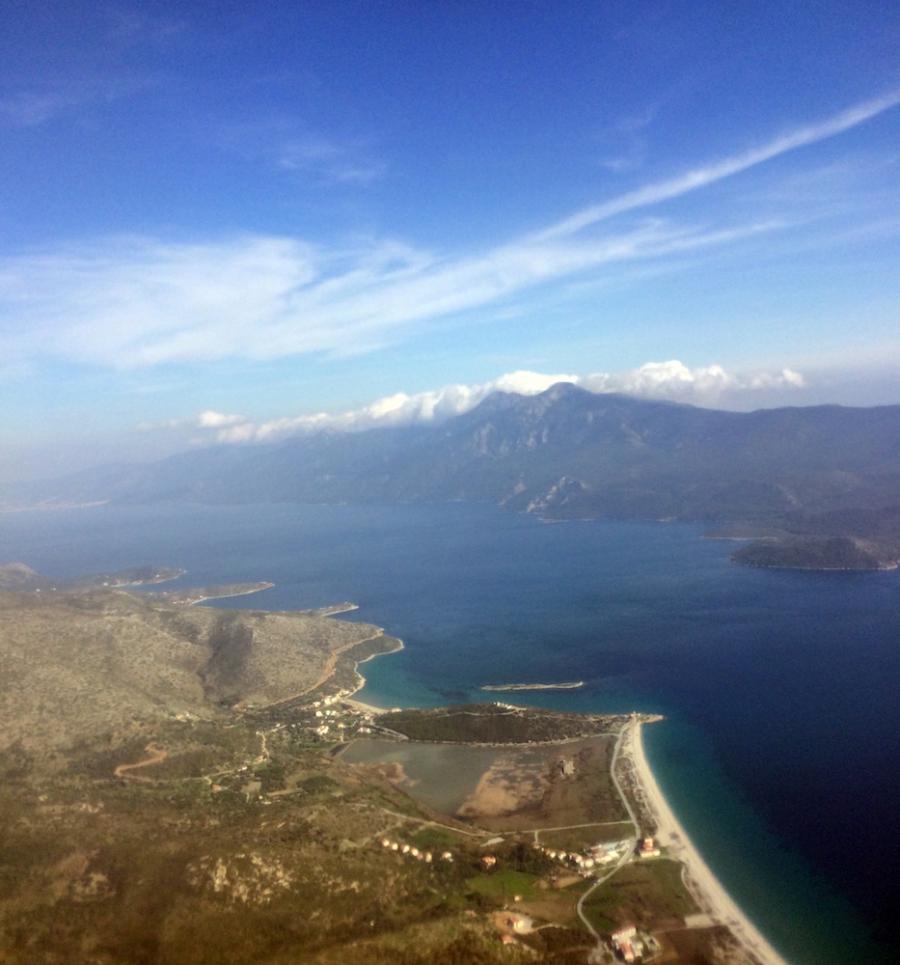 The small stretch of water between the Greek island of Samos, left, and Turkey.