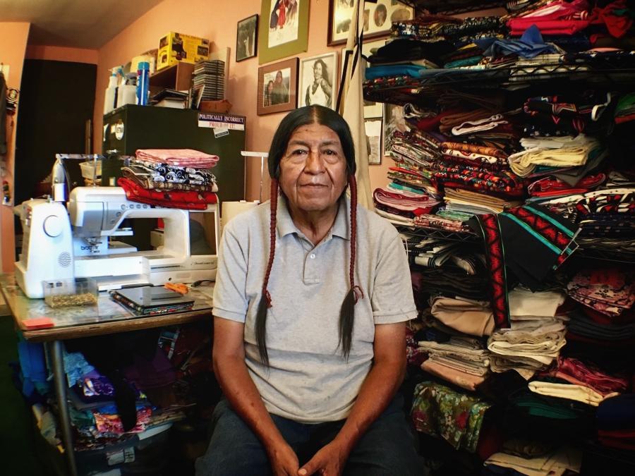 Stan Lucero, tribal linguist and dress maker, Pueblo of Laguna.