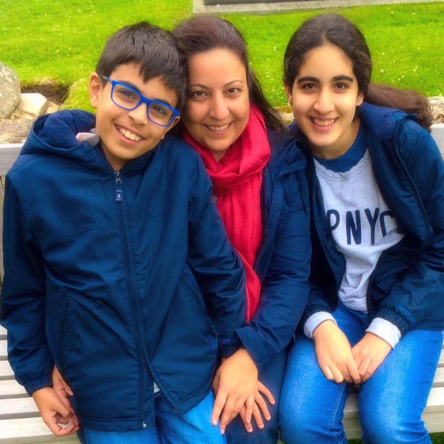 Tala Badri and her kids, Ali and Sara Al Hashimi.