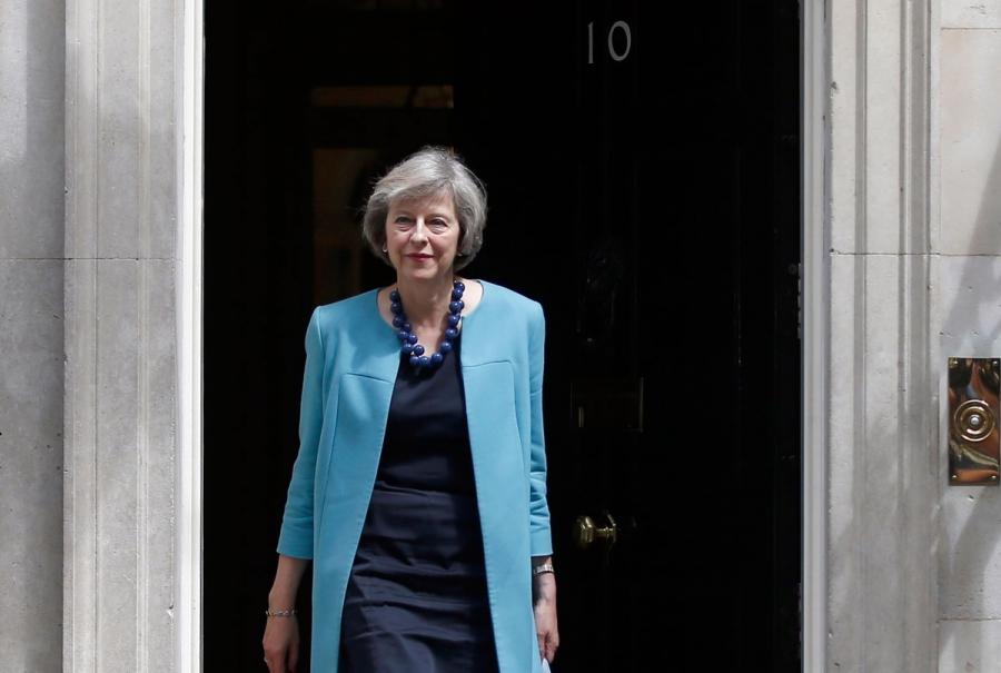 Britain's Home Secretary Theresa May, leaves after a cabinet meeting at Downing Street. May is a leading candidate to replace David Cameron.