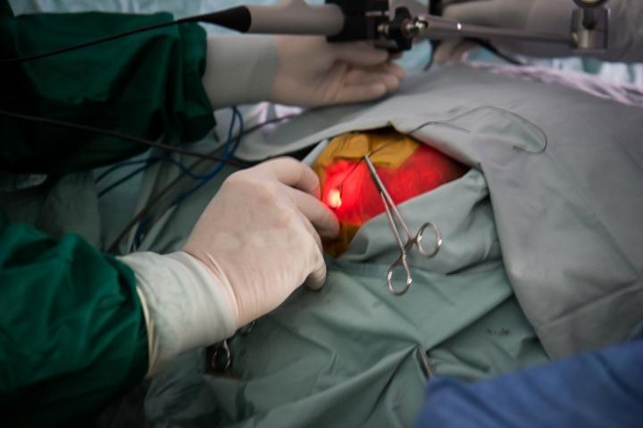 The boy's head glows red during the surgery, the way your cheeks do when you put a flashlight in your mouth.