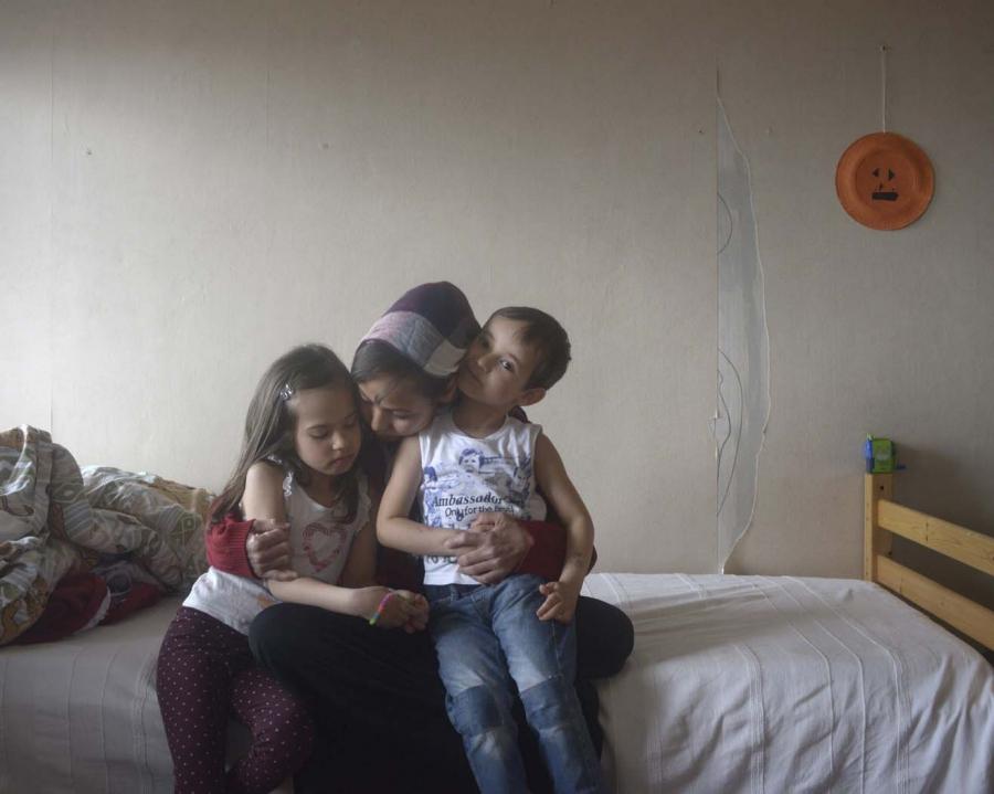 Humaira with her children Bayena and Zubair live in housing provided by the Swedish Migration Board.