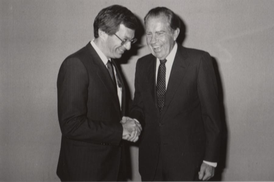 From Vincent DeVita’s personal file: “With former president Richard Nixon. I asked him what he thought were the greatest achievements of his presidency. He said going to China and signing the National Cancer Act.”
