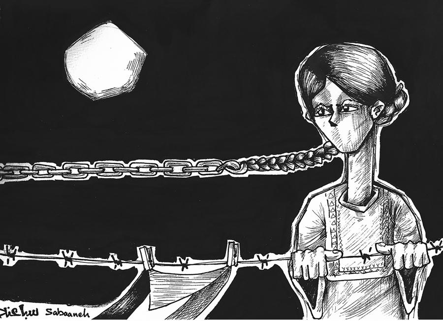 cartoon of woman's braid turning into a chain