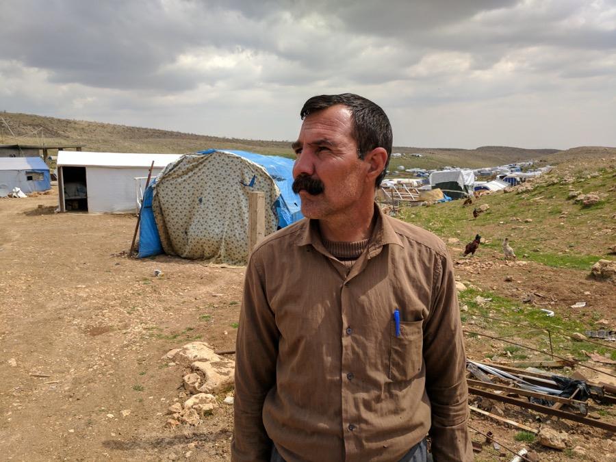 Hassan Selo, 41, has recently moved farther up Mount Sinjar.