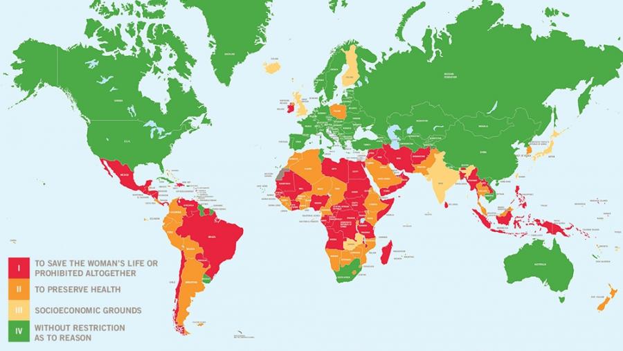 The World's Abortion Laws map 2014.
