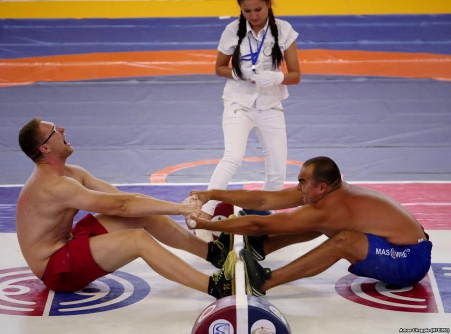 Mas wrestling is one of the sports held at the games. The sport is all about wresting a wooden stick from your opponent.