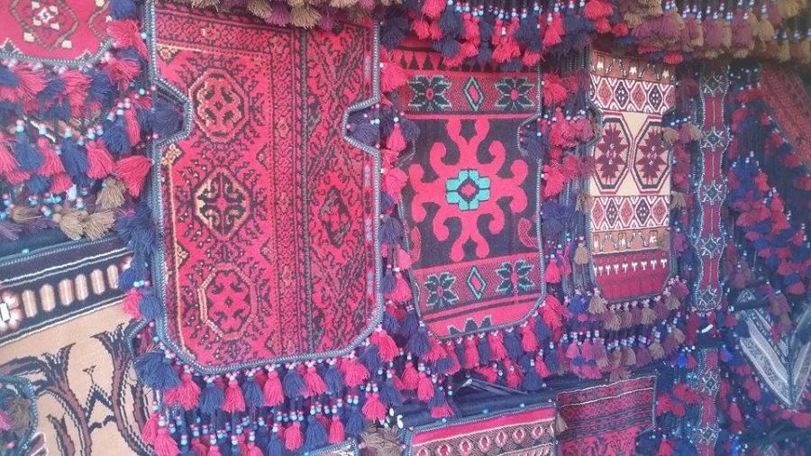 Rugs for sale at a market in Quetta, Pakistan.