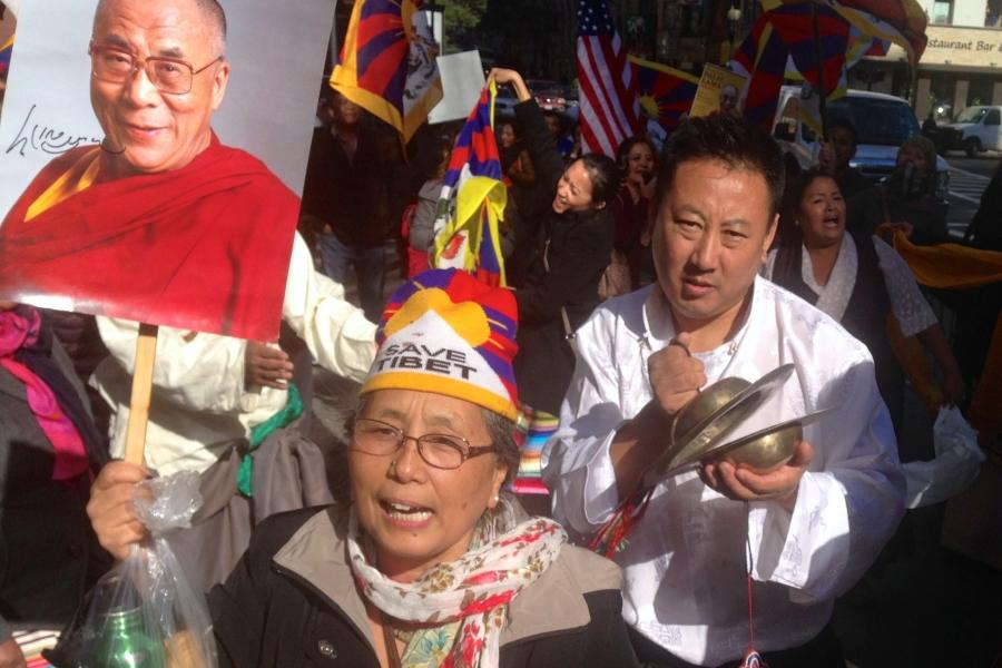 Tibetans turned out to welcome the Dalai Lama to Boston. 